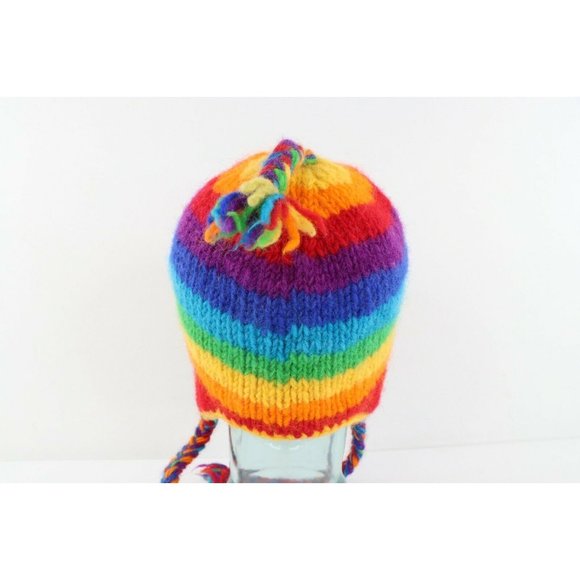 Vintage 90s Streetwear Pride Rainbow Striped Wool Knit Winter Beanie Hat Cap S main image 6